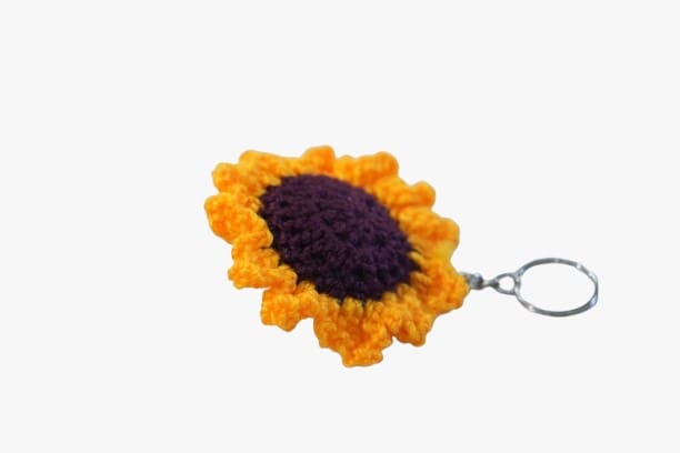 Handwoven Sunflower Keychain view 2