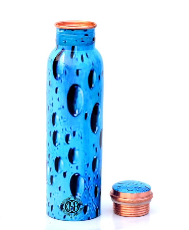 Copper Bottles for Printed with Art Work, Travelling Purpose Bottles, Yoga Ayurveda Healing, 950 ML (Design SM 7) view 2