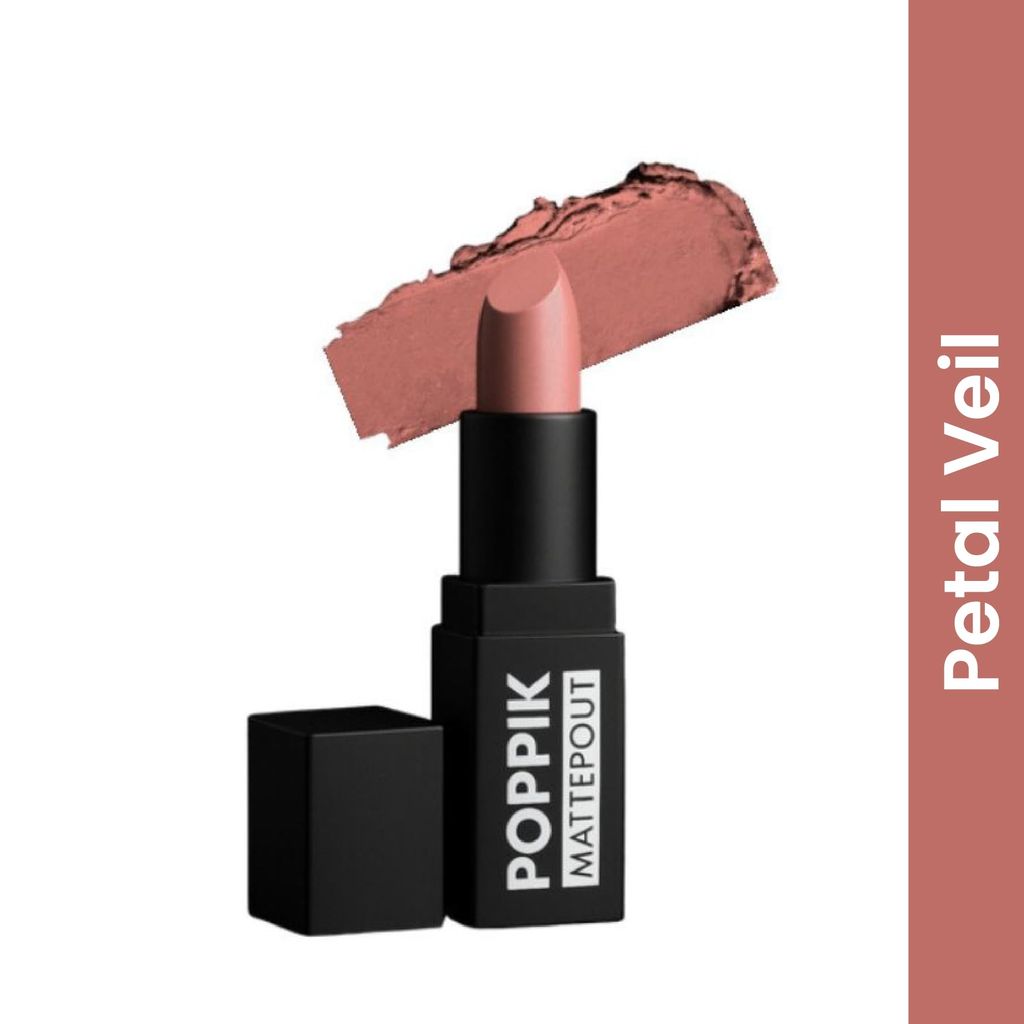 POPPIK Bullet Matte Lipstick for Women | Creamy Matte, Long Lasting Lip Color | High Coverage, Soft & Comfortable Formula | Daily Use Lip Makeup | Ideal for Casual Outings, Wedding, Gift | 3.8gm view 2