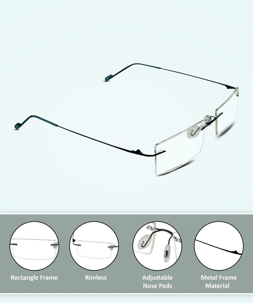 Jodykoes Premium Rimless Rectangle Frame (Blue) view 2