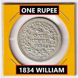 One Rupee 1834 King William 4th, British India Silver-plated old Coin Heritage view 2