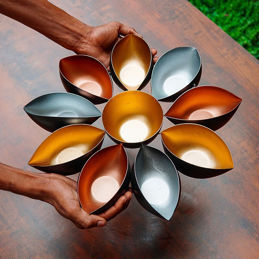 Craftlayout Iron 10 Diya Set 9.5 Inch view 2