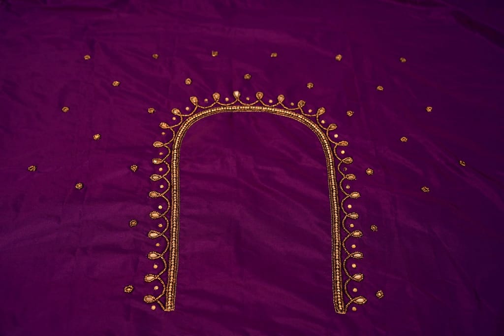 Embroidered Saree Blouse With Zari And Stone Work view 2