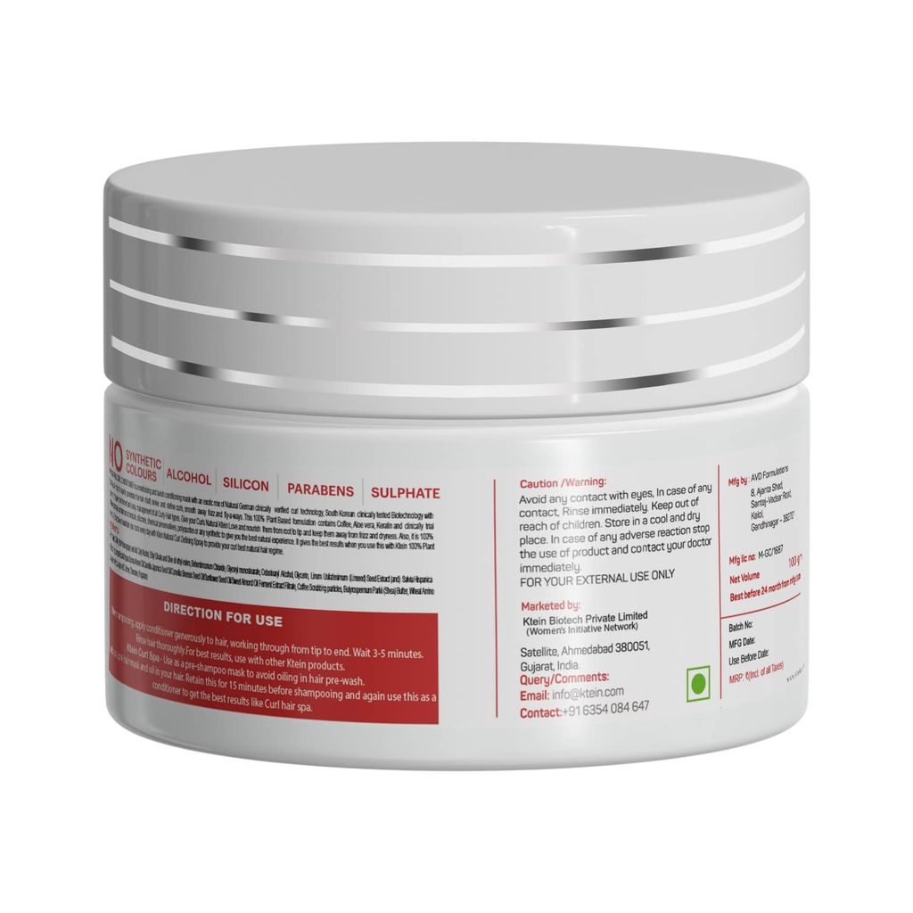 ktein natural 100% plant derived curl conditioning hair mask 100gm view 2