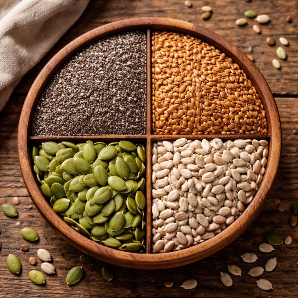 Qawvler Raw 4 in 1 Mix Seeds 200gm | Chia, Flax, Sunflower & Pumpkin Seeds | High Fiber & Antioxidants | Healthy Snacks | for Eating view 2