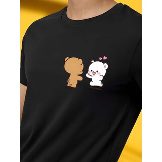 Casualbud BLACK Polyester Printed Regular Fit Tshirt for Men view 2