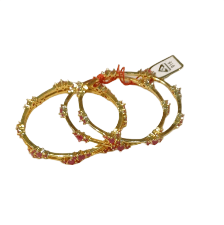 Indian Traditional Gold Plated Ruby Bangle Set for Women view 2
