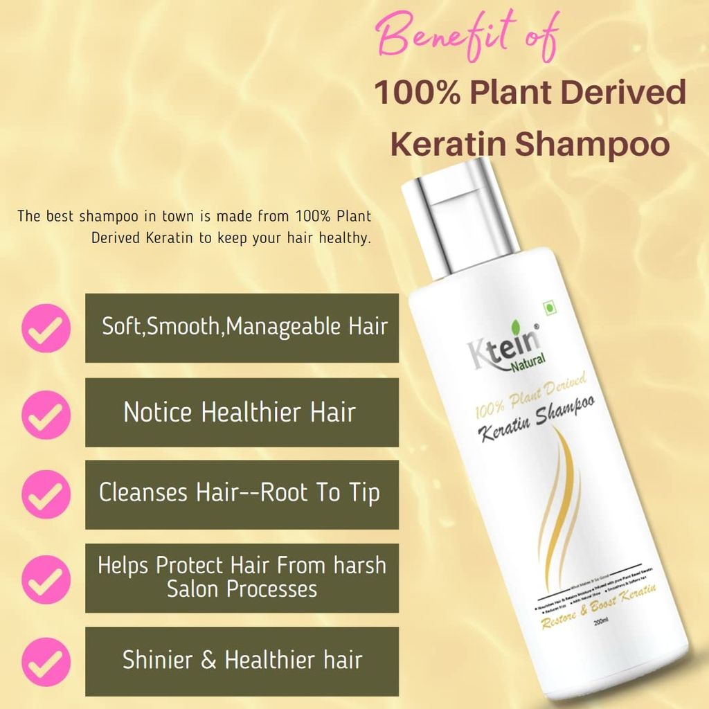 ktein natural 100% plant derived keratin shampoo & conditioner combo(200ml) view 2