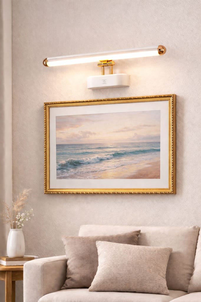 SPARKWORLD Modern LED Picture Light Wall Lamp | Warm White Painting & Photo Frame Light | White & Rose Gold Finish for Living Room & Bedroom | Colour: LX776/6W/RG/PKW view 2