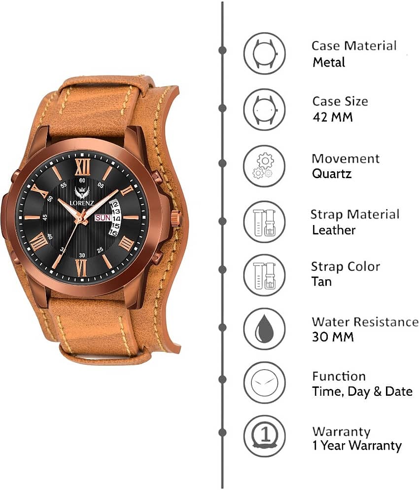 Lorenz Brown PU Analog Men's Watch view 2