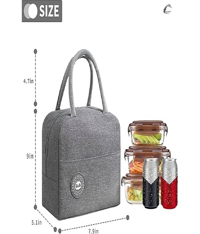 OLIFIN Grey Polyester Lunch Bag Pack of 1 view 2