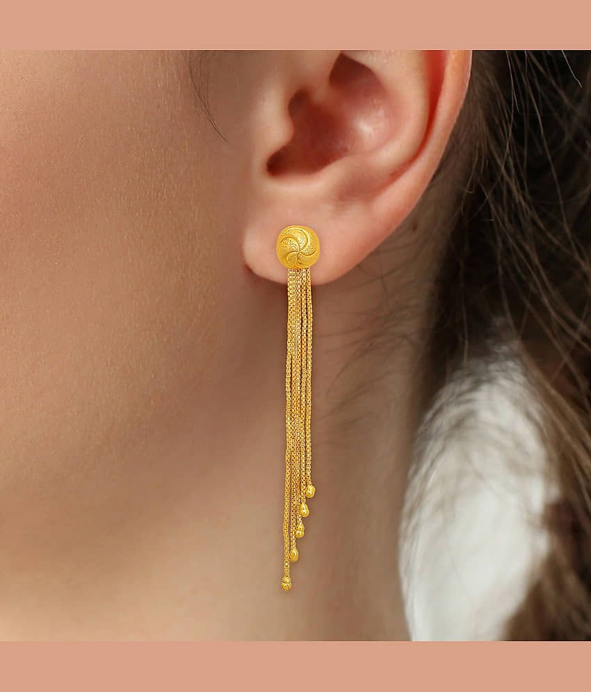 Drashti Collection Golden Ear Chain Earrings ( Pack of 1 ) view 2