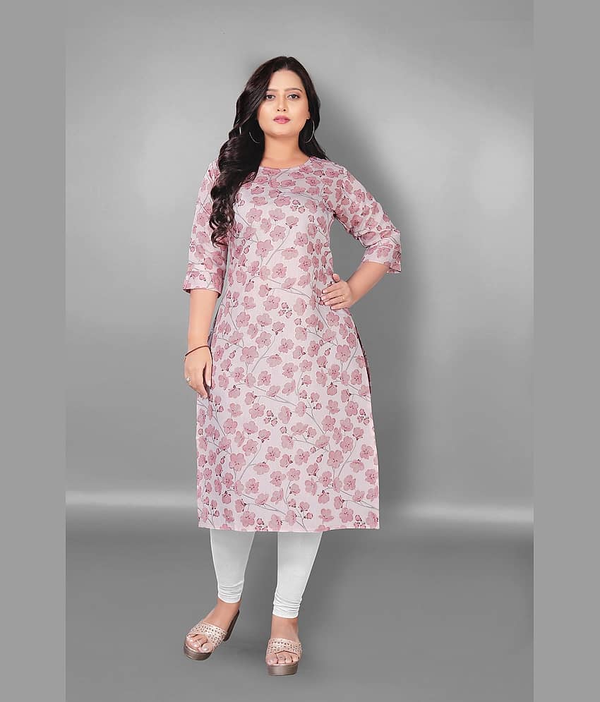Hetsa Pack of 1 Chanderi Printed Straight Women's Kurti - ( Blue )