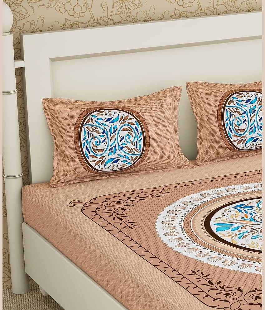 Cosito Cotton 1 Double Bedsheet with 2 Pillow Covers ( Brown ) view 2