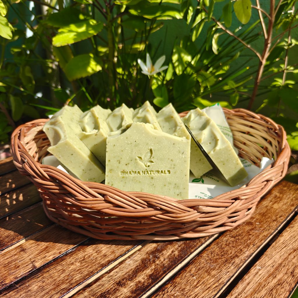 Bhama Naturals Spearmint & French Green Clay Cold Processed Handmade Soap with Natural Butters view 2
