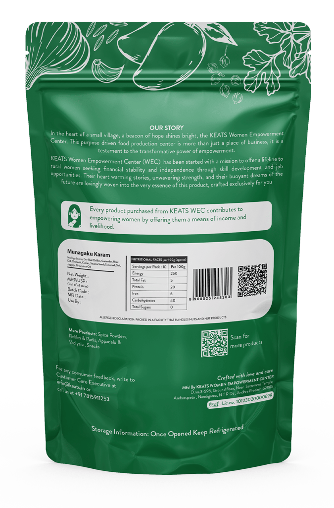 Keats Eats Munagaku Karam Powder - Authentic South Indian Spice Blend view 2