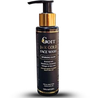 Goit 24K Gold Face Wash, Sparking Glow, 100 ml, Enriched with Glutathione, Ceramides, Collagen and Kojic Acid 100 natural
