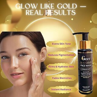 Goit 24K Gold Face Wash, Sparking Glow, 100 ml, Enriched with Glutathione, Ceramides, Collagen and Kojic Acid 100 natural view 2