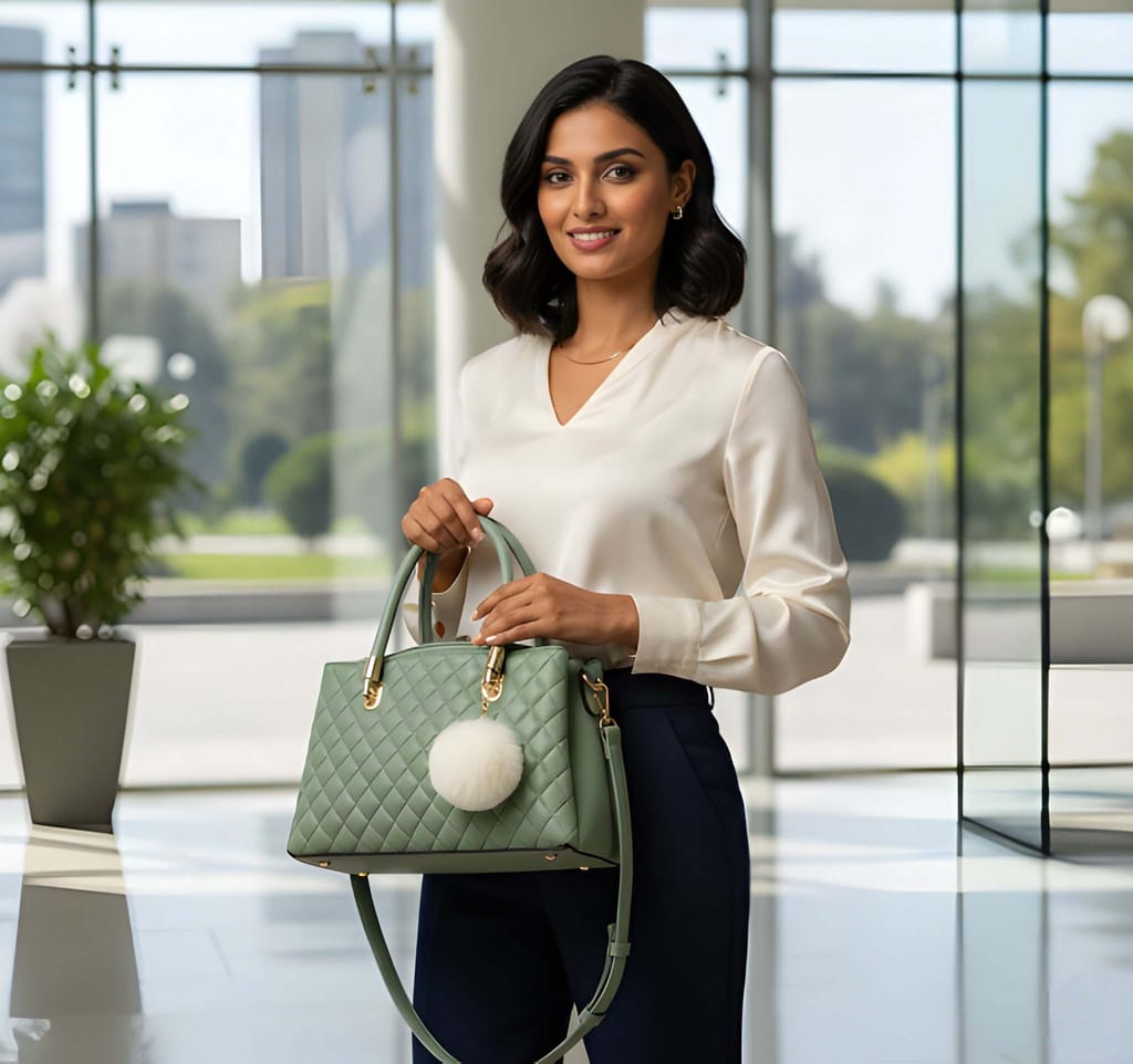 Premium Women's Shoulder Handbag with Sling Strap, Scarf & Pom Pom Accessory | Stylish Tote Bag for Everyday Fashion (Heavy Quality) view 2