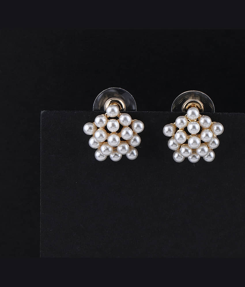 SILVER SHINE Party Wear Stylish Pearl Stud Earring For Women Girl view 2