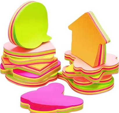 Prisha Multicolor Sticky Notes Pack of 3 (300 Sheets) – 3 Shapes, 3x3 Inch Memo Pads view 2