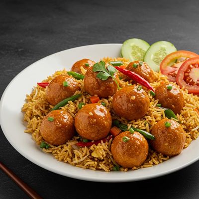 Fried Rice with Veg Ball Manchurian
