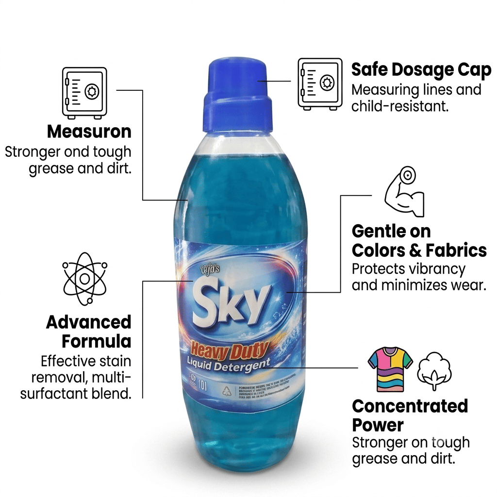 Safa's Sky Heavy Duty Liquid Detergent – Advanced Fabric Care Laundry Liquid (1 Litre) view 2