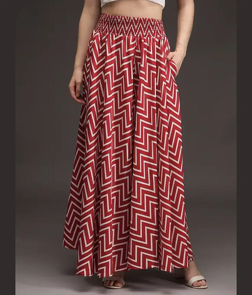 Stylefabs Women Rayon Printed Palazzos ( Maroon ) view 2