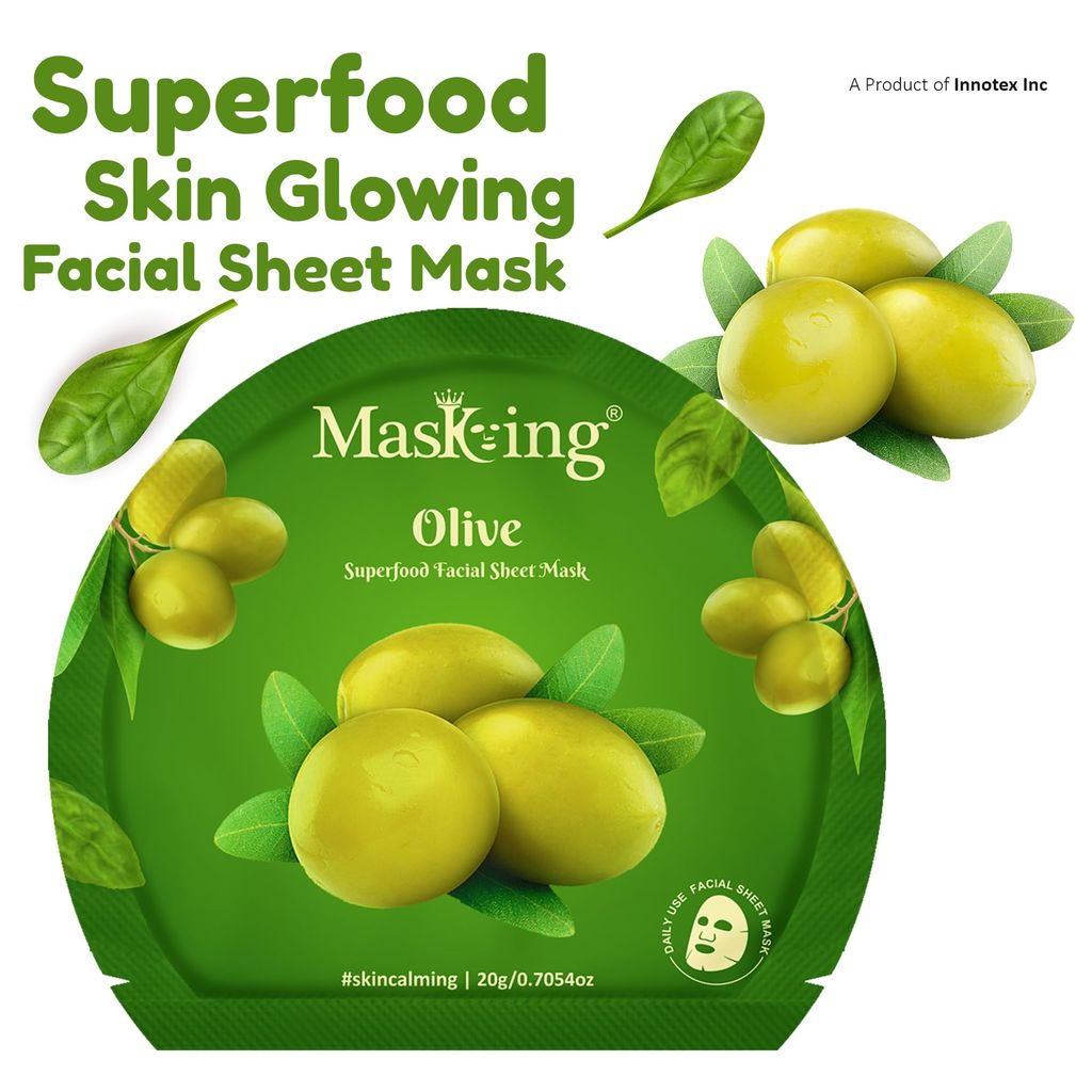 Superfood Olive facial sheet mask for glowing Skin and Hydrating, Pack of 5 view 2