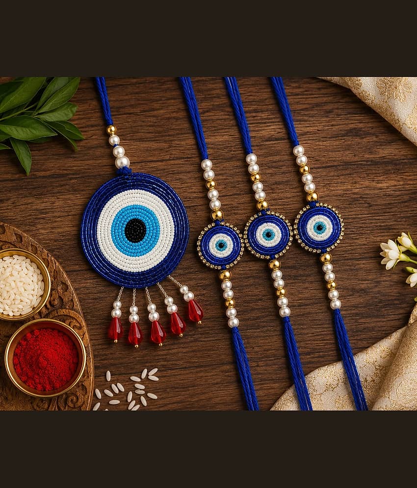 Cherry Tree Handmade 1 Bhaiya Bhabhi Rakhi ( Pack of 4 , Multicolour ) view 2
