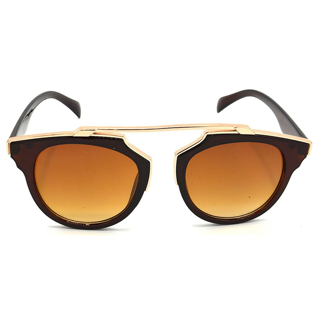 Hrinkar Brown Wrap-around Sunglasses Styles Golden Frame Glasses for Men & Women - HRS428-BWN-BWN view 2