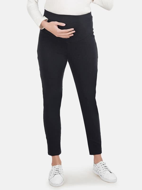 KOI Sleepwear Maternity Pants/Leggings for Pregnant Women (Black, L) view 2