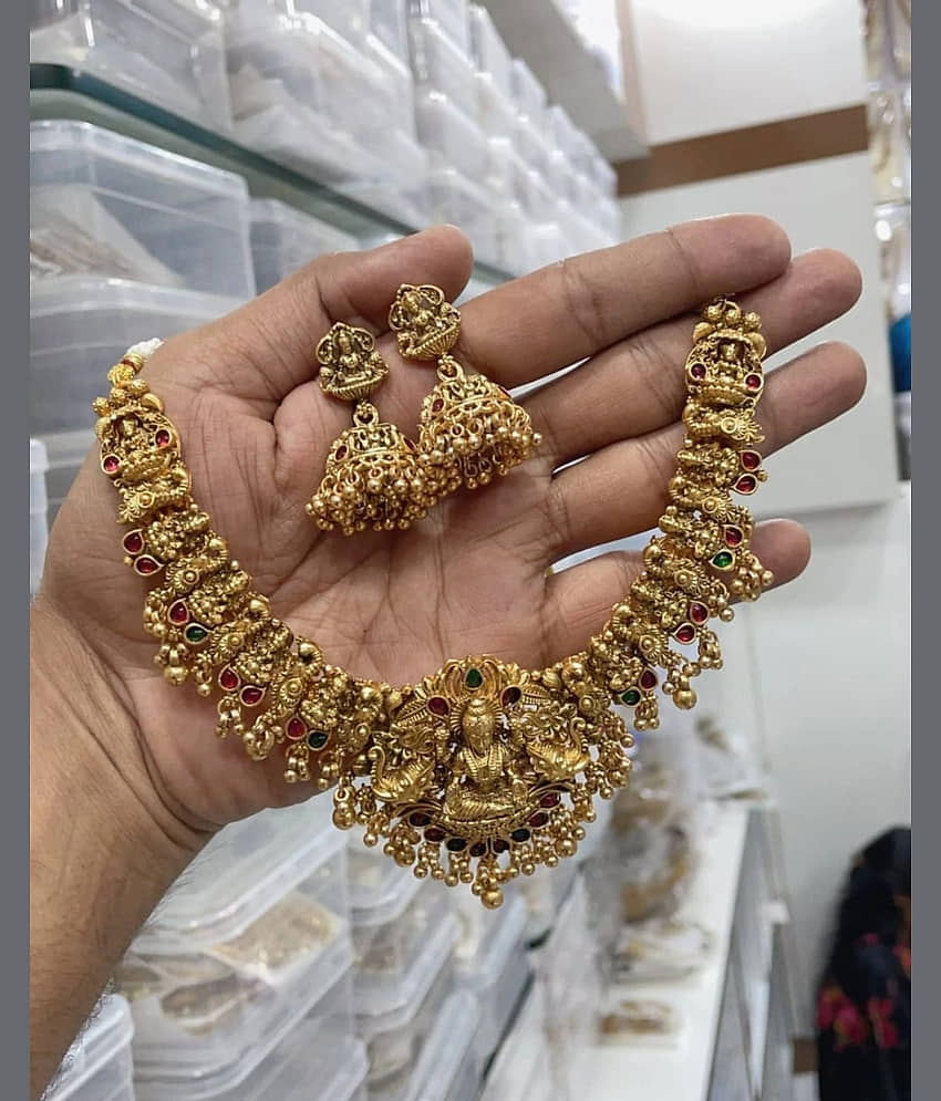 ROFARWORD Gold Brass Necklace Set ( Pack of 1 ) view 2