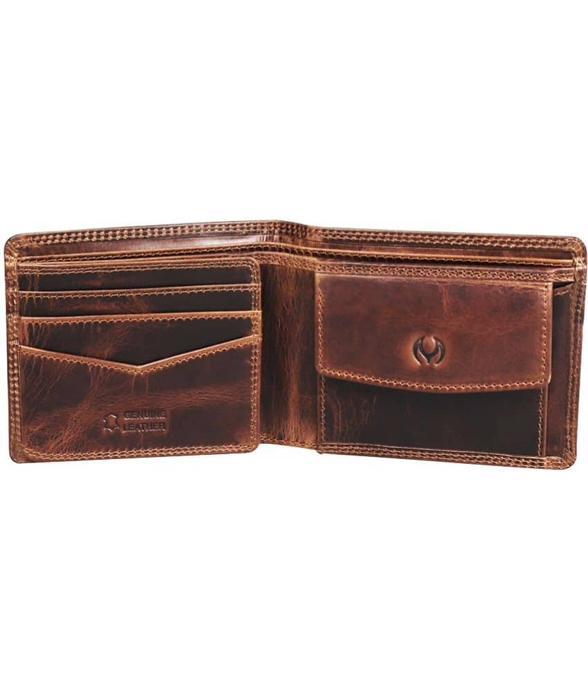MODEWELT Brown Leather Men's Two Fold Wallet ( Pack of 1 ) view 2