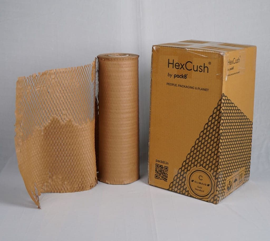 HexCush® Paper Bubble Wrap – by Pack8® – Honeycomb Cushioning Packing Paper (12", 100mtr) view 2