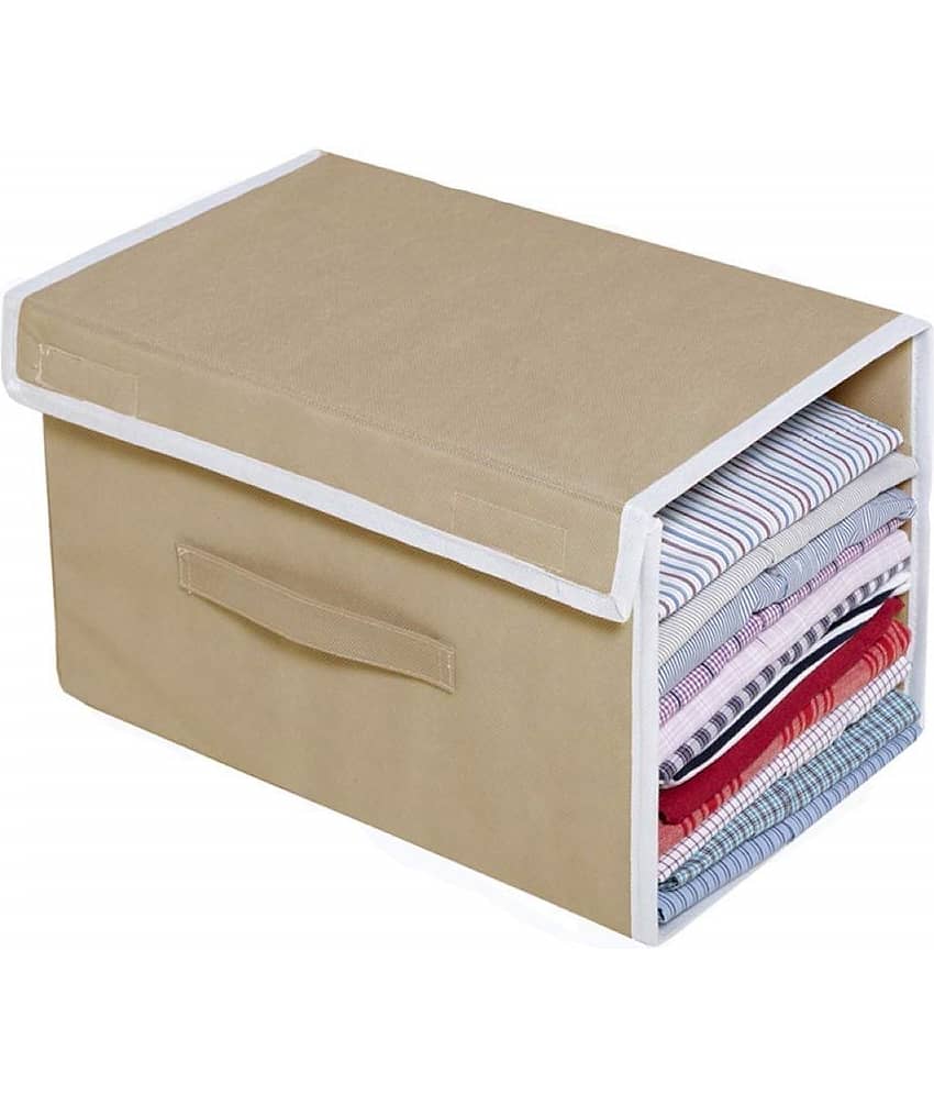 Sh Nasima Stackable Non Woven Shirt Organizer with Cover Lid- (Grey) - Pack of 4 view 2