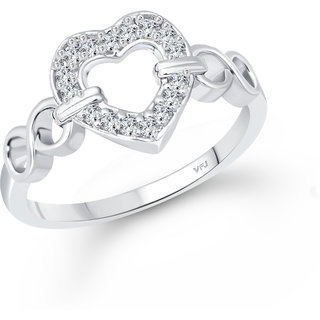 Vighnaharta Silver Plated Classic Proposal Heart Ring Girls Valentine Gift Rose Ring view 2