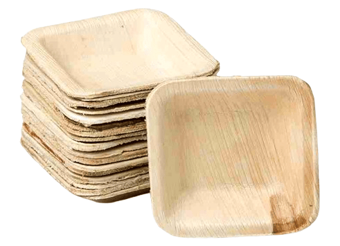 4 Inches Square Areca Leaf Plates | Disposable Plates | Eco-Friendly Plates | 100 Pieces In Pack view 2