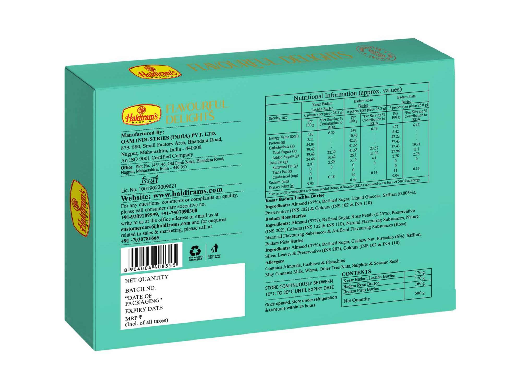 Haldiram's Flavourful Delights (Assorted Badam Burfee) Packed Sweets - 500 Gm view 2
