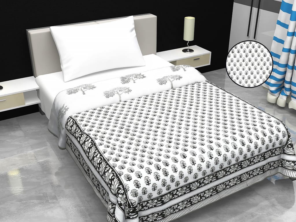Cotton Blanket - Single Dohar ( 60 x 90 Inches) Grey Tree view 2