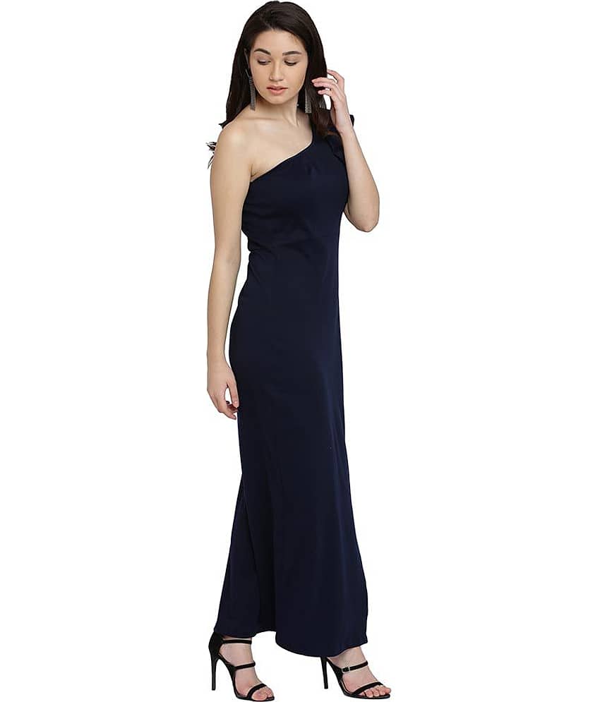 Miss Chase Women Cotton A-line Dress ( Navy ) view 2