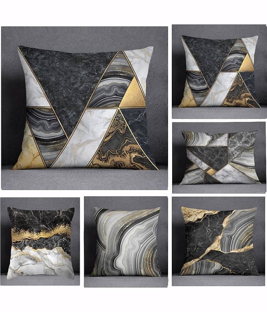 Laphino Set of 5 Jute Textured Square Cushion Cover (40X40)cm - Blue view 2