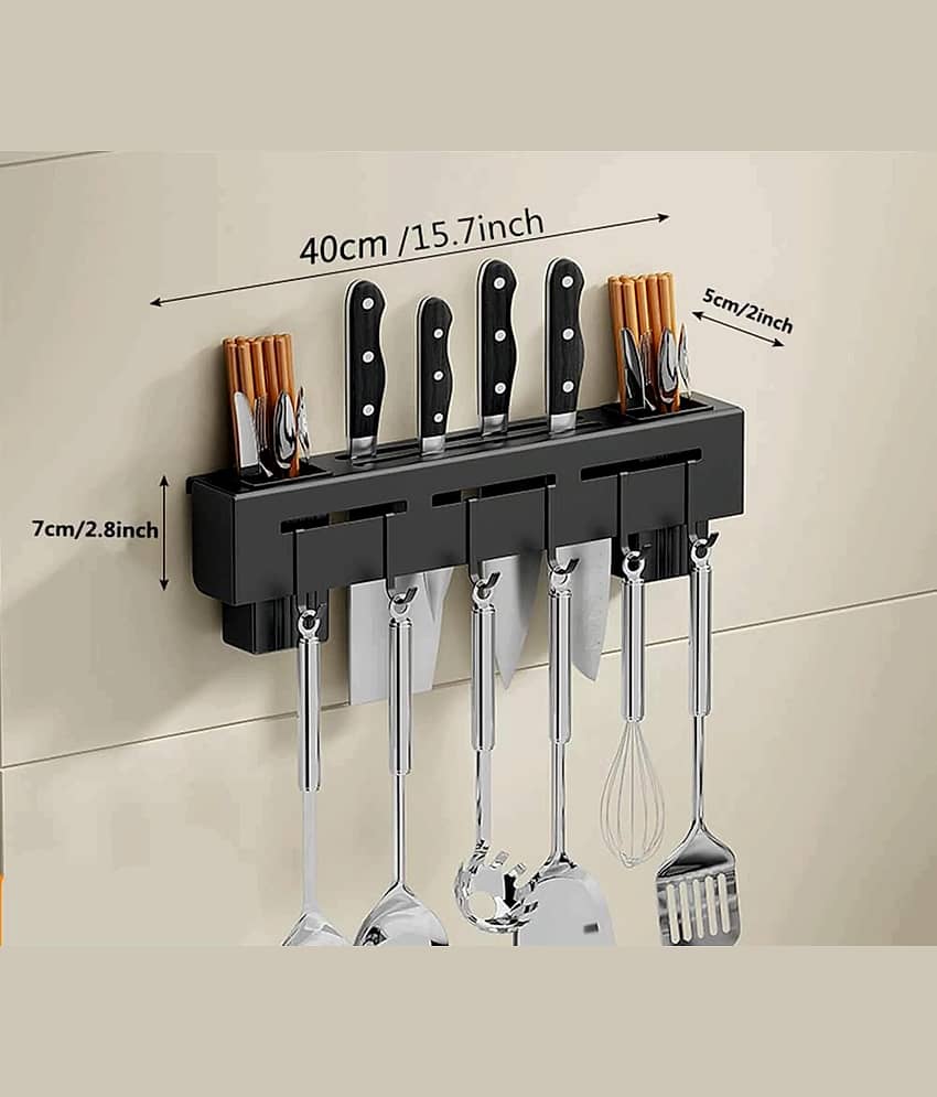RAMDEV ENTERPRISE Kitchen Shelf Stainless Steel Wall Mount Knife Holder Spatula Ladle Hanging Hooks, Cutlery Holder , Storage Rack High Grade Metal Multi-Purpose (40 x 5.5 x 7.4 cm) view 2