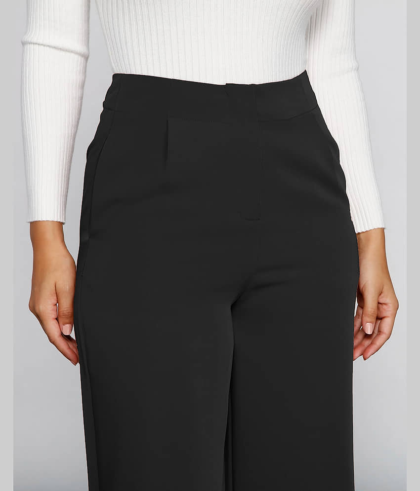 Addyvero - Black Cotton Blend Wide Leg Women's Casual Pants ( Pack of 1 ) view 2