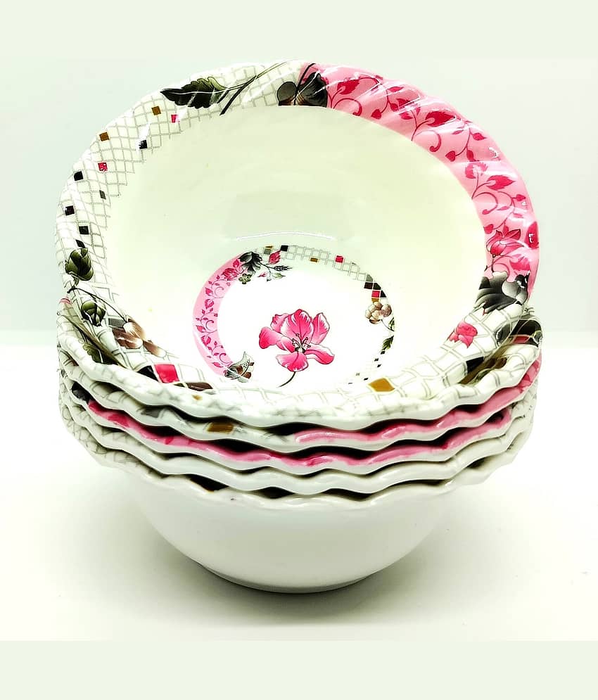 Laserbot Serving Bowl (4.5 X 1.5" INCH) Melamine Printed Chip&Dip Bowl 4.5 cm ( Set of 6 ) Pink