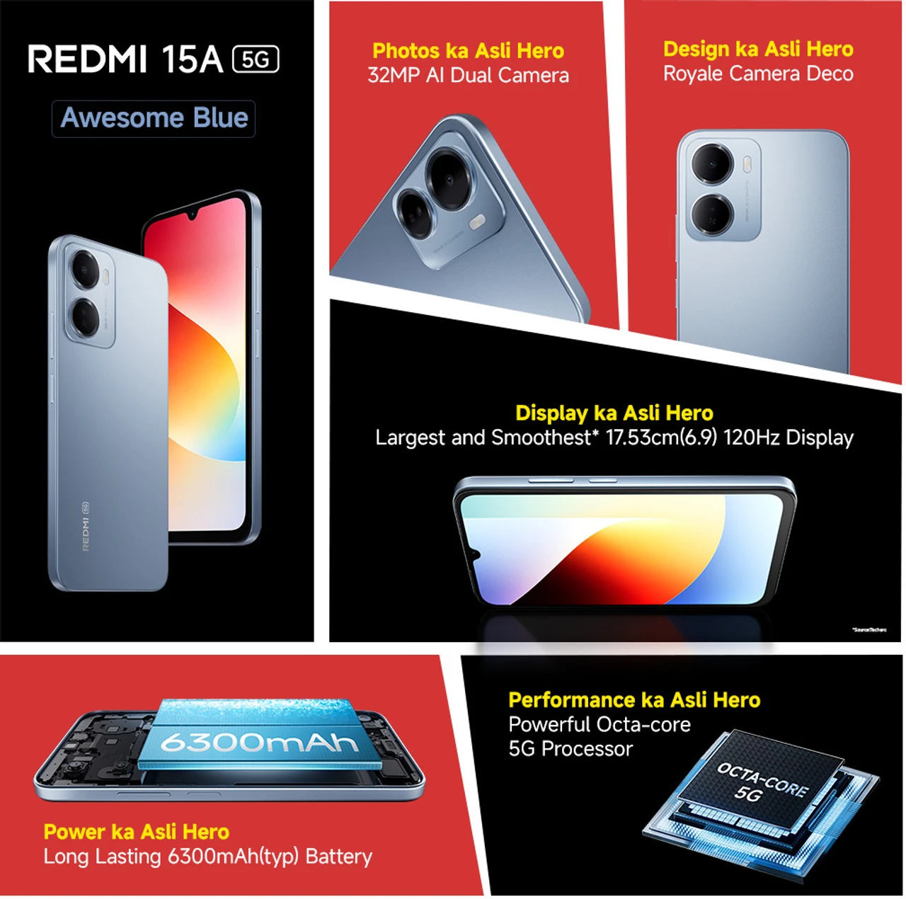 REDMI 15A (Awesome Blue, 4GB RAM, 64GB Storage) view 2