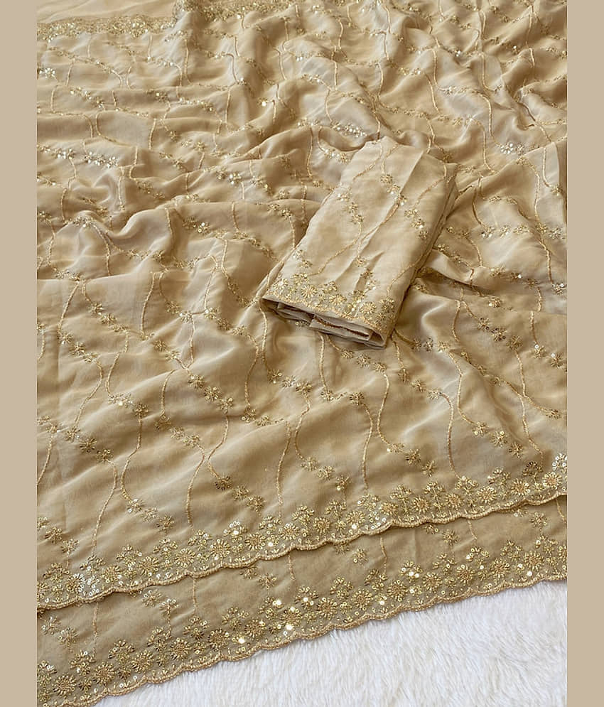 ofline selection Georgette Embroidered Regular Saree With Unstitched Blouse Piece ( Cream ) view 2