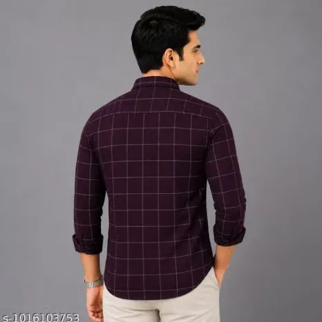 FULL SELEVESS CHECK PRINTED SHIRT FOR MENS Maroon view 2