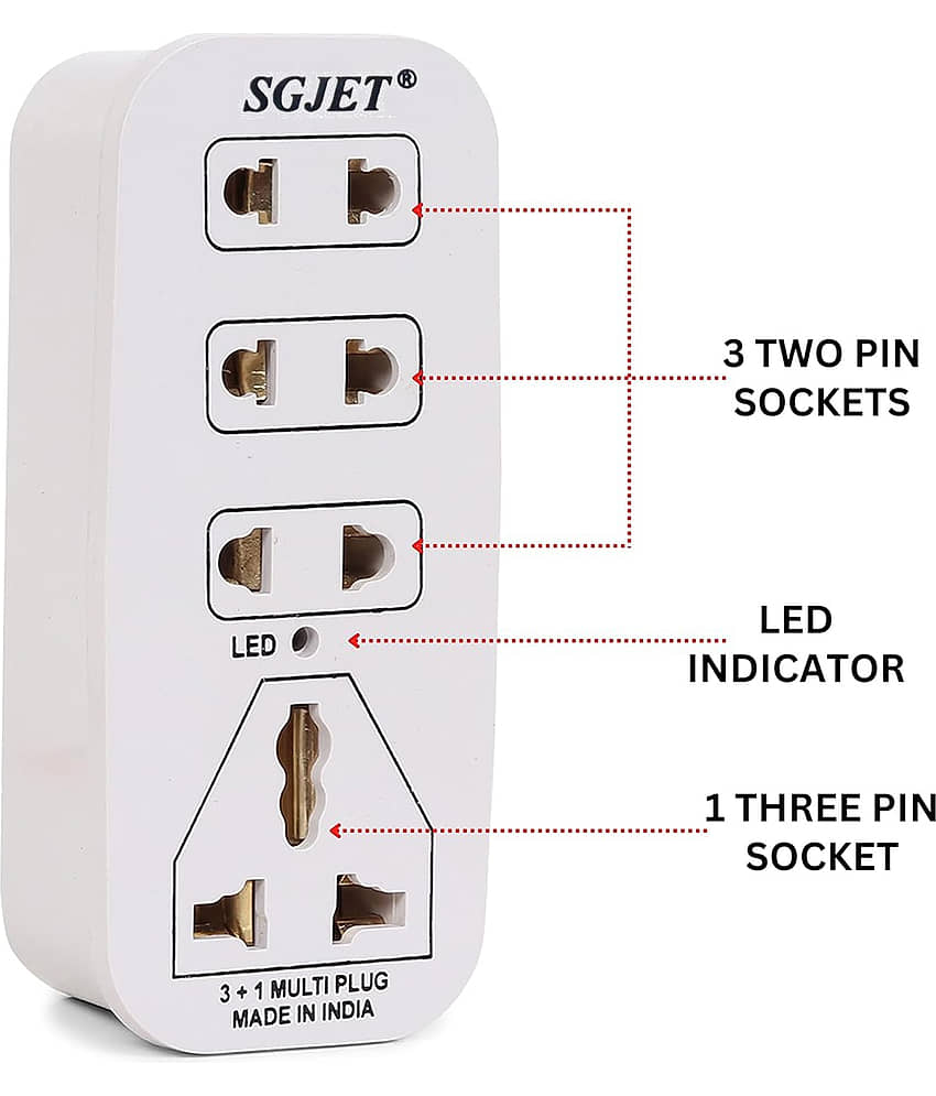 SGJET 4 Socket Multi Plug 6A Extension Board (Without Wire) view 2