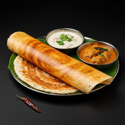 Dosa + Chicken Curry